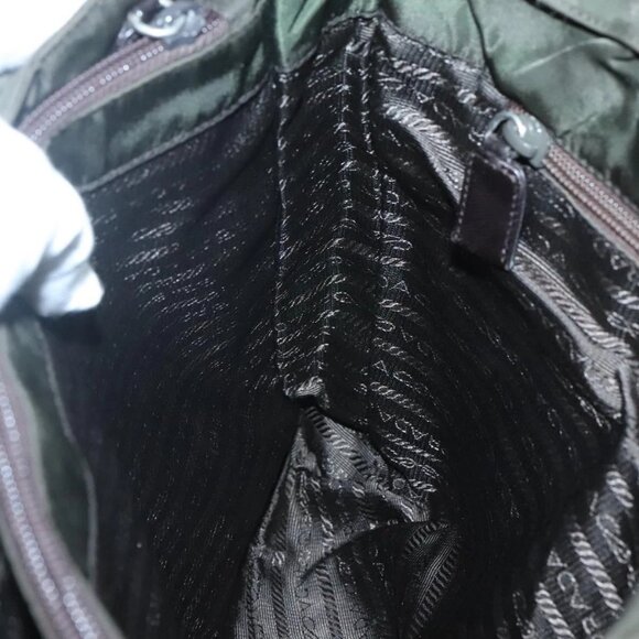 PRADA Shoulder Bag Nylon Khaki Silver Auth bs25613 - Picture 12 of 16